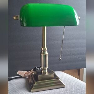 Classic Green and Brass Banker's Lamp
